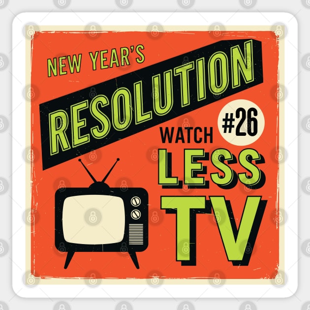 Watch Less TV: Hilarious Retro New Year's Resolution Sticker by enrynz